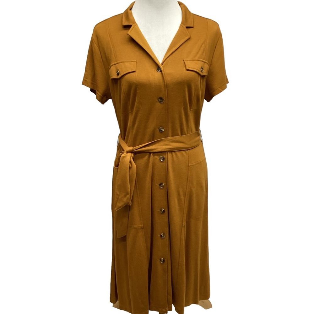 Isaac Mizrahi Live Caramel Knit Shirtdress NWT Misses size S